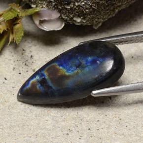 Espectrolita Multicolor natural de 4.16 ct, En forma de pera, Opaco