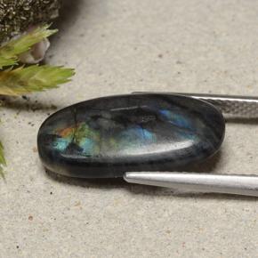 Espectrolita multicolor natural de 5,01 ct, corte óvalo, opaco