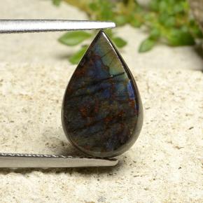 Espectrolita multicolor natural de 3,20 ct, en forma de pera, opaco