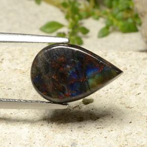 Espectrolita multicolor natural de 3,20 ct, en forma de pera, opaco