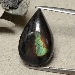 Espectrolita multicolor natural de 5,24 ct, en forma de pera, opaco