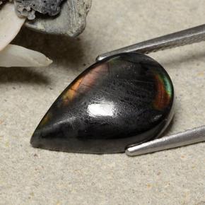 Espectrolita multicolor natural de 5,24 ct, en forma de pera, opaco