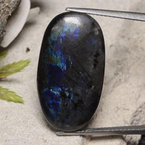 Espectrolita Multicolor natural de 13.69 ct, Corte Óvalo, Opaco