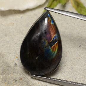 Espectrolita multicolor natural de 4,80 ct, en forma de pera, opaco