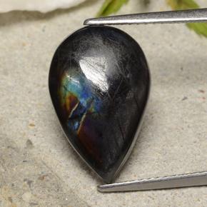 Espectrolita multicolor natural de 4,80 ct, en forma de pera, opaco