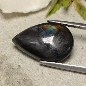 Espectrolita multicolor natural de 4,80 ct, en forma de pera, opaco