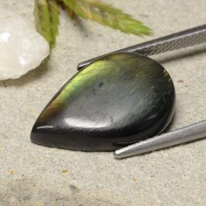 Espectrolita Multicolor natural de 6.53 ct, En forma de pera, Opaco