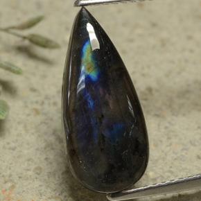 Espectrolita multicolor natural de 3,37 ct, en forma de pera, opaco
