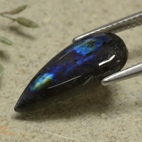 Espectrolita multicolor natural de 3,37 ct, en forma de pera, opaco