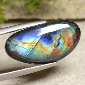 Espectrolita multicolor natural de 5,82 ct, forma elegante, opaco