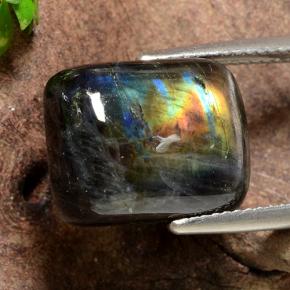 Espectrolita Multicolor natural de 10.12 ct, Corte Baguette, Opaco