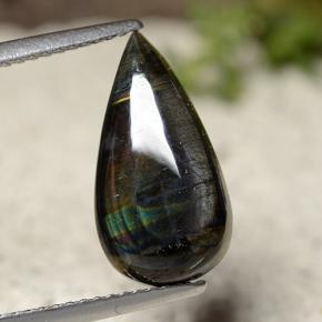 Espectrolita Multicolor natural de 3.44 ct, En forma de pera, Opaco