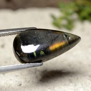 Espectrolita Multicolor natural de 3.44 ct, En forma de pera, Opaco