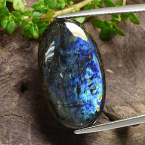 Espectrolita multicolor natural de 12,54 ct, corte óvalo, opaco