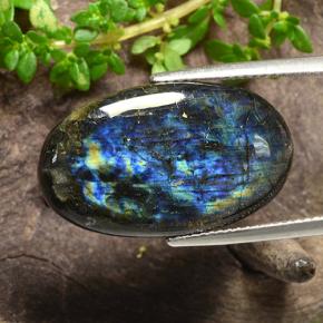 Espectrolita multicolor natural de 12,54 ct, corte óvalo, opaco