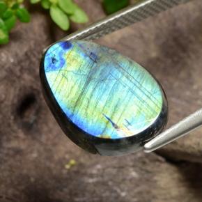 Espectrolita Multicolor natural de 4.55 ct, En forma de pera, Opaco