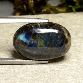 Espectrolita multicolor natural de 8,80 ct, corte óvalo, opaco