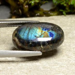 Espectrolita multicolor natural de 8,80 ct, corte óvalo, opaco