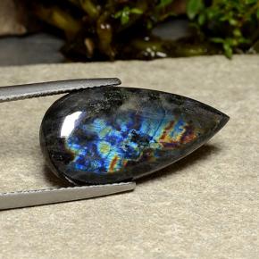 Espectrolita Multicolor natural de 8.44 ct, En forma de pera, Opaco