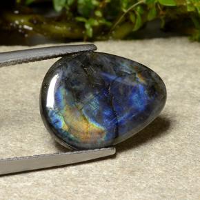 Espectrolita Multicolor natural de 5.27 ct, En forma de pera, Opaco