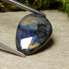 Espectrolita Multicolor natural de 5.27 ct, En forma de pera, Opaco