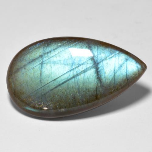 Espectrolita multicolor natural de 20,16 ct, en forma de pera, translúcido