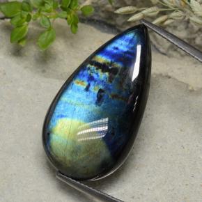 Espectrolita Multicolor natural de 19.16 ct, En forma de pera, Opaco