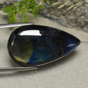 Espectrolita Multicolor natural de 19.16 ct, En forma de pera, Opaco