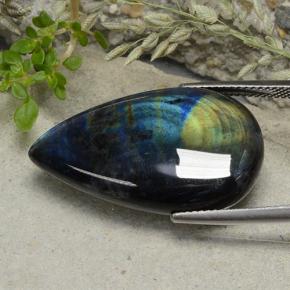 Espectrolita Multicolor natural de 19.16 ct, En forma de pera, Opaco