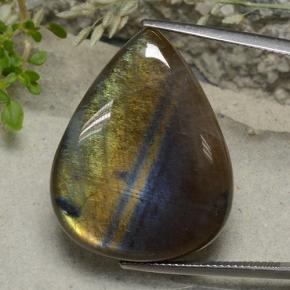 Espectrolita multicolor natural de 30,89 ct, en forma de pera, translúcido