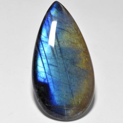 Espectrolita multicolor natural de 21,05 ct, en forma de pera, translúcido