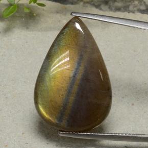 Espectrolita multicolor natural de 16,83 ct, en forma de pera, translúcido