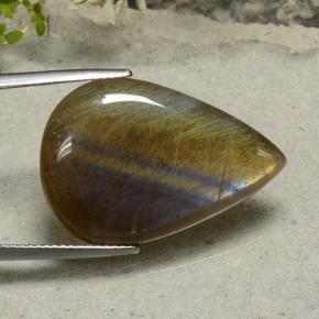 Espectrolita multicolor natural de 16,83 ct, en forma de pera, translúcido