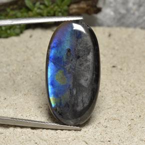 Espectrolita multicolor natural de 16,87 ct, corte óvalo, opaco