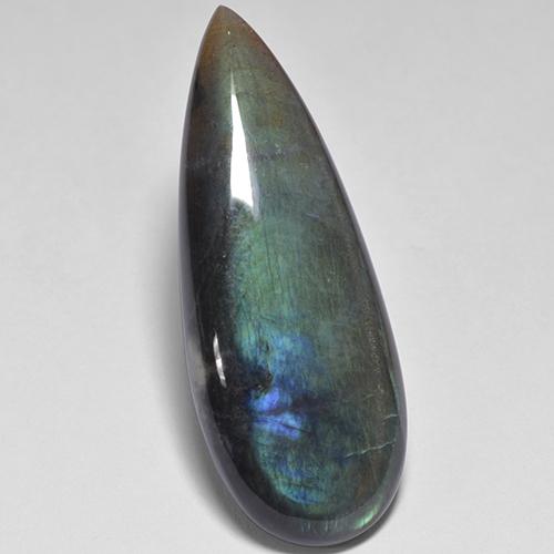 Espectrolita multicolor natural de 16,58 ct, en forma de pera, opaco