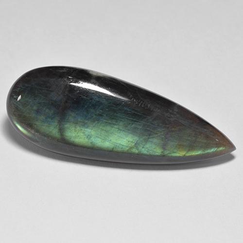 Espectrolita multicolor natural de 16,58 ct, en forma de pera, opaco