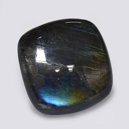 Espectrolita multicolor natural de 19,29 ct, corte cojín, opaco