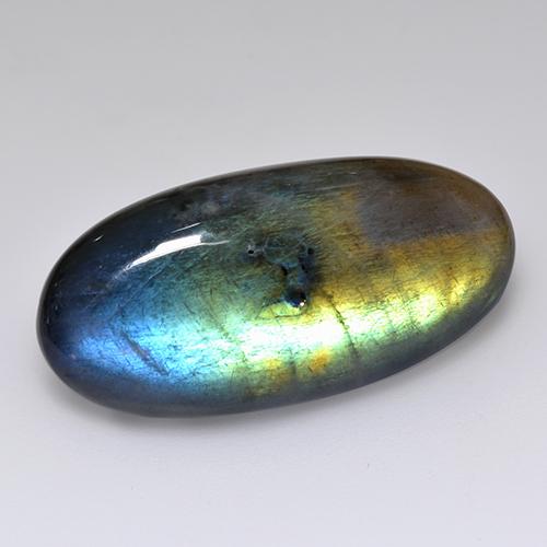 Espectrolita multicolor natural de 14,58 ct, corte óvalo, opaco