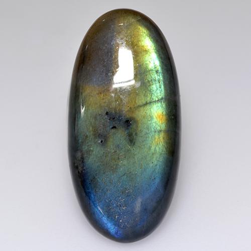 Espectrolita multicolor natural de 14,58 ct, corte óvalo, opaco