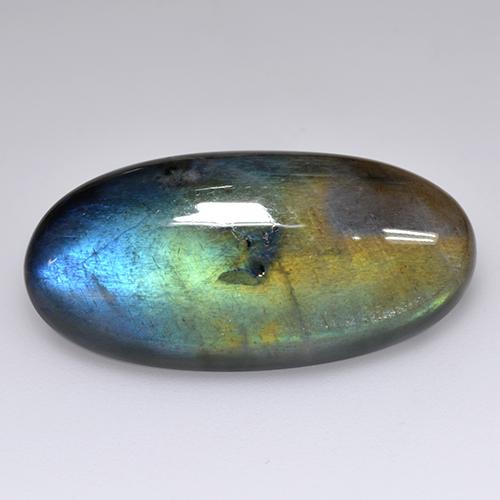 Espectrolita multicolor natural de 14,58 ct, corte óvalo, opaco