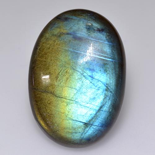 Espectrolita multicolor natural de 17,91 ct, corte óvalo, translúcido