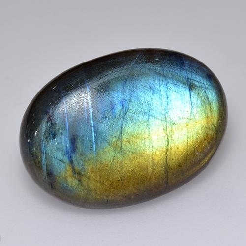 Espectrolita multicolor natural de 17,91 ct, corte óvalo, translúcido