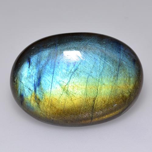 Espectrolita multicolor natural de 17,91 ct, corte óvalo, translúcido
