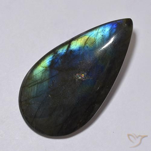 Espectrolita multicolor natural de 38,11 ct, corte cojín, opaco