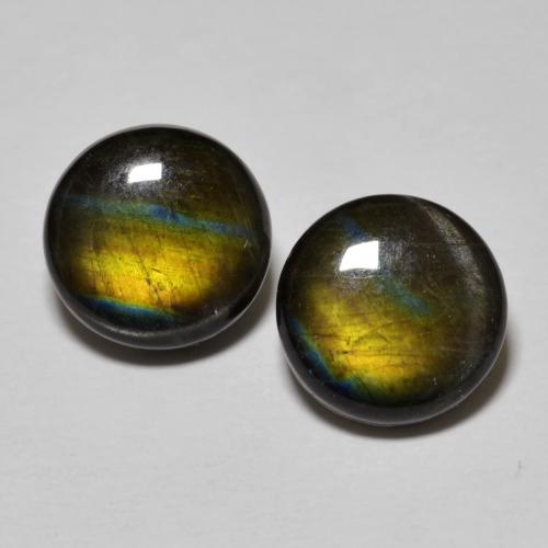 Gemas de espectrolita multicolor natural de 3,66 ct, corte redondo, opaco