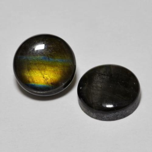 Gemas de espectrolita multicolor natural de 3,66 ct, corte redondo, opaco