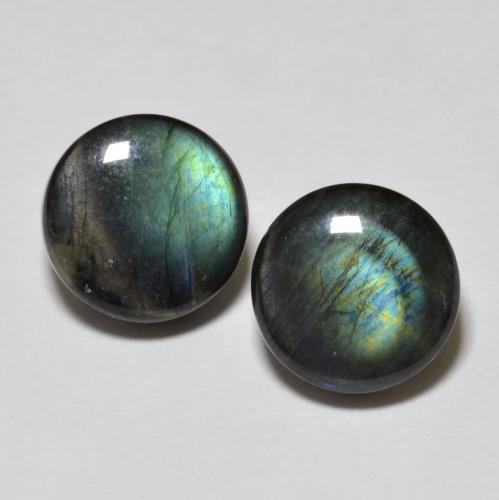 Gemas de Espectrolita Multicolor natural de 3.91 ct, Corte Redondo, Opaco