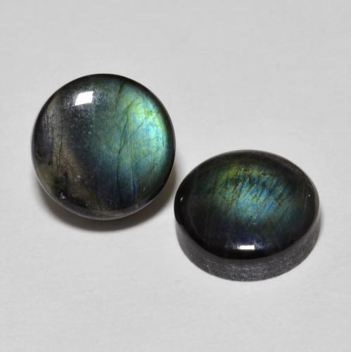 Gemas de Espectrolita Multicolor natural de 3.91 ct, Corte Redondo, Opaco