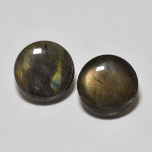 Gemas de espectrolita multicolor natural de 3,00 ct, corte redondo, opaco