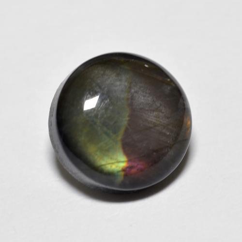Espectrolita multicolor natural de 1,83 ct, corte redondo, opaco